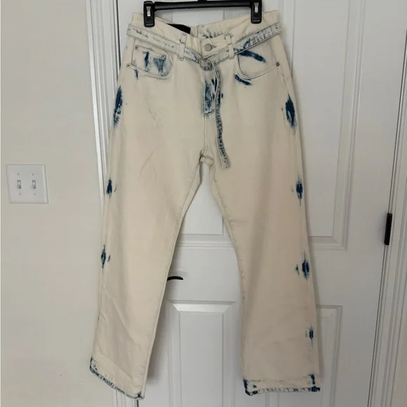 Proenza Schouler Ellsworth Bleached Boyfriend Jeans with Belt size29